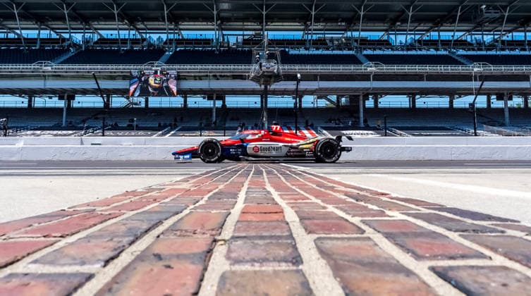 May 14, 2026, Speedway, In, USA: NTT IndyCar, Indy Car, IRL, USA SERIES driver, STING RAY ROBB (77) (USA) of Payette, ID, crosses the yard of bricks during a practice session for the Indianapolis 500 race at the Indianapolis Motor Speedway in SPEEDWAY IN. NTT INDYCAR SERIES: May 14, 2026: Indianapolis 500: Sting Ray Robb - ZUMAa161 20260514_aaa_a161_024 Copyright: xWalterxG.xArcexSr.x