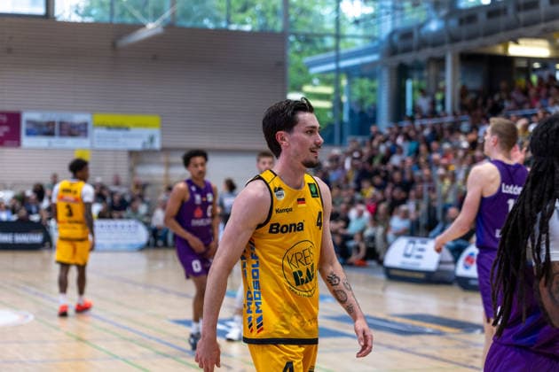 Gian Bahattin Aydinoglu (Bozic Estriche Knights Kirchheim, 04) GER, Bozic Estriche Knights Kirchheim vs. BG Goettingen, BARMER 2. Basketball Bundesliga, Playoffs Spiel 4, Saison 2025 2026, 14.05.2026 GER, Bozic Estriche Knights Kirchheim vs. BG Goettingen, BARMER 2. Basketball Bundesliga, Playoffs Spiel 4, Saison 2025 2026, 14.05.2026 Goeppingen Copyright: xEibner-Pressefoto NinaxSanderx EP_NSR