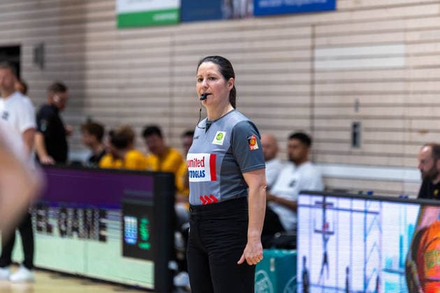 Danjana Rey (Referee) GER, Bozic Estriche Knights Kirchheim vs. BG Goettingen, BARMER 2. Basketball Bundesliga, Playoffs Spiel 4, Saison 2025 2026, 14.05.2026 GER, Bozic Estriche Knights Kirchheim vs. BG Goettingen, BARMER 2. Basketball Bundesliga, Playoffs Spiel 4, Saison 2025 2026, 14.05.2026 Goeppingen Copyright: xEibner-Pressefoto NinaxSanderx EP_NSR