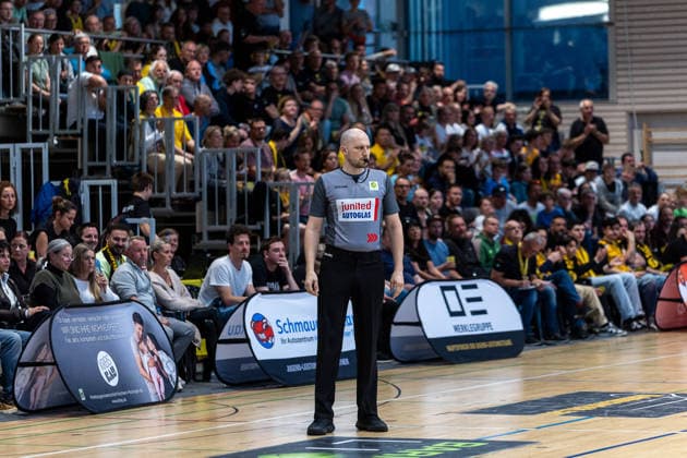 Nicolai Bohn (Referee) GER, Bozic Estriche Knights Kirchheim vs. BG Goettingen, BARMER 2. Basketball Bundesliga, Playoffs Spiel 4, Saison 2025 2026, 14.05.2026 GER, Bozic Estriche Knights Kirchheim vs. BG Goettingen, BARMER 2. Basketball Bundesliga, Playoffs Spiel 4, Saison 2025 2026, 14.05.2026 Goeppingen Copyright: xEibner-Pressefoto NinaxSanderx EP_NSR