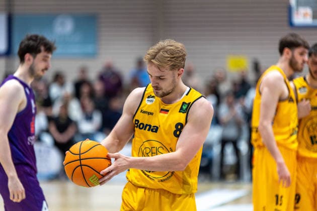 Lucas Mayer (Bozic Estriche Knights Kirchheim, 08) GER, Bozic Estriche Knights Kirchheim vs. BG Goettingen, BARMER 2. Basketball Bundesliga, Playoffs Spiel 4, Saison 2025 2026, 14.05.2026 GER, Bozic Estriche Knights Kirchheim vs. BG Goettingen, BARMER 2. Basketball Bundesliga, Playoffs Spiel 4, Saison 2025 2026, 14.05.2026 Goeppingen Copyright: xEibner-Pressefoto NinaxSanderx EP_NSR