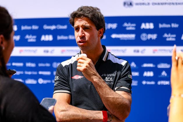 Antonio Felix da Costa (Jaguar TCS Racing, 13) im Interview im Media Pen, ABB FIA Formula E World Championship, WM, Weltmeisterschaft Monaco e-Prix 2026, Monte Carlo, Saison 12 2025 26, Runde 9, 15.05.2026, ABB FIA Formula E World Championship, Monaco e-Prix 2026, Monte Carlo, Saison 12 2025 26, Runde 9, 15.05.2026 Monte Carlo Copyright: xEibner-Pressefoto LauraxRoemerx EP_LRR