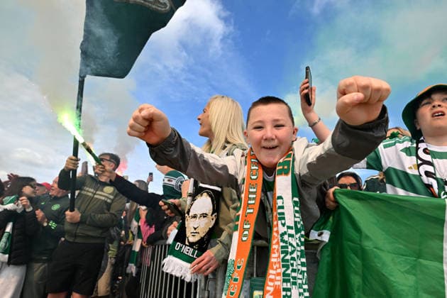 Celtic fans react outside Celtic Park Celtic v Heart of Midlothian, William Hill Scottish Premiership, Football, Celtic Park, Glasgow, Scotland, UK - 16 May 2026Glasgow Celtic Park United Kingdom EDITORIAL USE ONLY No use with unauthorised audio, video, data, fixture lists, club league logos or live services. Online in-match use limited to 120 images, no video emulation. No use in betting, games or single club league player publications. Copyright: xMarkxRunnacles Shutterstockx 16876830i