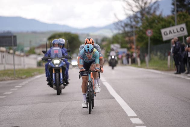 Italy™s Alberto Bettiol of XDS Astana Team, Italy™s Filippo Ganna of Netcompany Ineos runaway during Stage 8 of the Giro d™Italia, from Chieti to Fermo, Italy, Saturday, May 16, 2026. Copyright: xMarcoxAlpozzi LaPressex