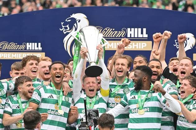 Callum McGregor of Celtic lift the SPFL trophy Celtic v Heart of Midlothian, William Hill Scottish Premiership, Football, Celtic Park, Glasgow, Scotland, UK - 16 May 2026Glasgow Celtic Park United Kingdom EDITORIAL USE ONLY No use with unauthorised audio, video, data, fixture lists, club league logos or live services. Online in-match use limited to 120 images, no video emulation. No use in betting, games or single club league player publications. Copyright: xMarkxRunnacles Shutterstockx 16876830da