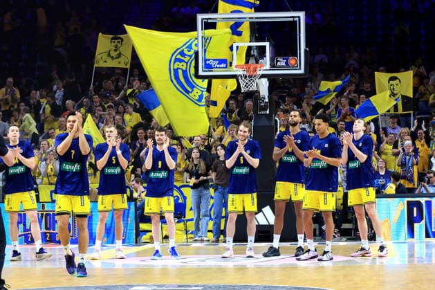 DEU, easyCredit BBL, ALBA vs. Rasta Vechta, 19.05.2026, Uber-Arena, Berlin, DEU, easyCredit BBL, ALBA vs. Rasta Vechta, im Bild ALBA-Spielerkreis, Jack Kayil( ALBA Berlin 7)