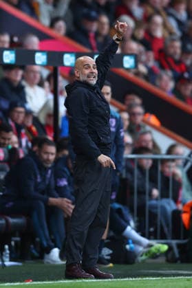 Bournemouth, England, 19th May 2026. Pep Guardiola, Manager of Manchester City during the AFC Bournemouth vs Manchester City Premier League match at the Vitality Stadium, Bournemouth. Picture credit should read: Paul Terry Sportimage EDITORIAL USE ONLY. No use with unauthorised audio, video, data, fixture lists, club league logos or live services. Online in-match use limited to 120 images, no video emulation. No use in betting, games or single club league player publications. SPI_011_PT_Bournemouth_Man_City SPI-4809-0011