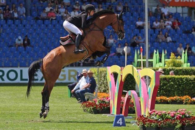 Sophie Hinners (GER) mit Pferd Iron Games Singclair, S1 - Preis der Soers, CSI5*, Spezial Zwei-Phasen Springprüfung , Weltfest des Pferdesports, World Equestrian Festival, TSCHIO Aachen 2026, TSCHIO statt CHIO 2026, Aachener Soers, 22. bis 24. Mai 2026, Reitsport, 22.05.2026, Aachen Aachener Soers Deutschland