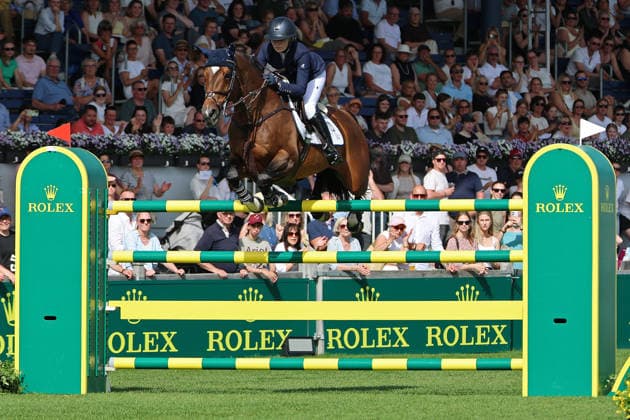 Lillie Keenan (USA) mit Pferd Kick On, Siegerin, 1. Platz , 2. Qualifikation Rolex Grand Prix, CSI5* - Springprüfung mit Stechen, Weltfest des Pferdesports, World Equestrian Festival, TSCHIO Aachen 2026, TSCHIO statt CHIO 2026, Aachener Soers, 22. bis 24. Mai 2026, Reitsport, 23.05.2026, Aachen Aachener Soers Deutschland