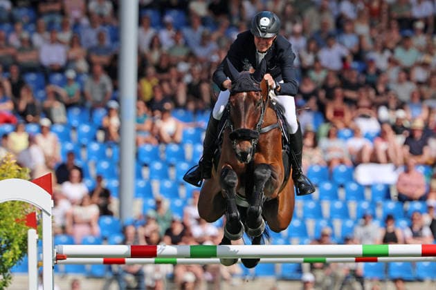 Andre Thieme (GER) mit Pferd Paule S, 7. Platz nach Jump off, 2. Qualifikation Rolex Grand Prix, CSI5* - Springprüfung mit Stechen, Weltfest des Pferdesports, World Equestrian Festival, TSCHIO Aachen 2026, TSCHIO statt CHIO 2026, Aachener Soers, 22. bis 24. Mai 2026, Reitsport, 23.05.2026, Aachen Aachener Soers Deutschland