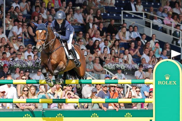 Siegerin, 1. Platz, Lillie Keenan (USA) mit Pferd Kick On, 2. Qualifikation Rolex Grand Prix CSI5* - Springprüfung mit Stechen, Weltfest des Pferdesports, CSI5*, World Equestrian Festival, TSCHIO Aachen 2026, TSCHIO statt CHIO 2026, Aachener Soers, 22. bis 24. Mai 2026, Reitsport, 23.05.2026, Aachen Aachener Soers Deutschland