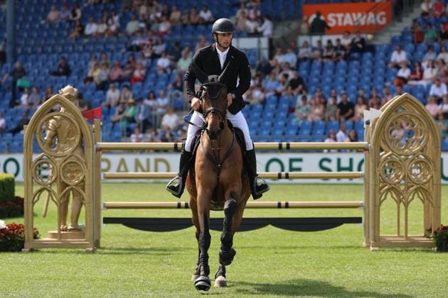 Richard Vogel (GER) mit Pferd United Call JPS, Sohn von Spitzenpferd United Touch, S9 - Preis des Handwerks, Youngster-Tour Finale, CSIYH1* - Springprüfung mit Stechen für junge Pferde , Weltfest des Pferdesports, World Equestrian Festival, TSCHIO Aachen 2026, TSCHIO statt CHIO 2026, Aachener Soers, 22. bis 24. Mai 2026, Reitsport, 24.05.2026, Aachen Aachener Soers Deutschland
