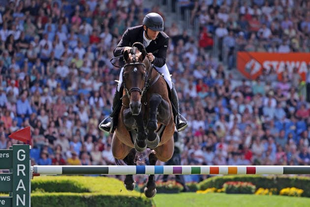 Sieger, 1. Platz, Richard Vogel (GER) mit Pferd United Touch S , Rolex Grand Slam of Show Jumping, Springprüfung mit zwei Umläufen und Stechen , Weltfest des Pferdesports, World Equestrian Festival, TSCHIO Aachen 2026, TSCHIO statt CHIO 2026, Aachener Soers, 22. bis 24. Mai 2026, Reitsport, 24.05.2026, Aachen Aachener Soers Deutschland