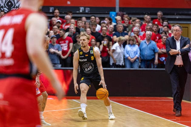 Lucas Mayer (Bozic Estriche Knights Kirchheim, 08) GER, Giessen46ers vs. Bozic Estriche Knights Kirchheim, BARMER 2. Basketball Bundesliga, Playoffs Halbfinale Spiel 4, Saison 2025 2026, 29.05.2026 GER, Giessen46ers vs. Bozic Estriche Knights Kirchheim, BARMER 2. Basketball Bundesliga, Playoffs Halbfinale Spiel 4, Saison 2025 2026, 29.05.2026 Giessen Copyright: xEibner-Pressefoto NinaxSanderx EP_NSR