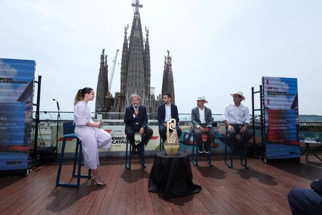 June 2, 2026, Barcelona, Barcelona, Spain: Josep Mateu, President of RACC, Pol Gilbert, Secretary-General of the Department of Enterprise and Labour of the Government of Catalonia, Pedro MartoÂnez de la Rosa, team ambassador Aston Martin Aramco F1 and Marc Gene, team ambassador Scuderia Ferrari HP F1 during the presentation of the Grand Prix Formula 1 Barcelona-Catalunya at Terraza Hotel Sercotel Rosello on June 02, 2026 in Barcelona, Spain. Barcelona Spain - ZUMAa181 20260602_zaa_a181_004 Copyright: xJavierxBorregox