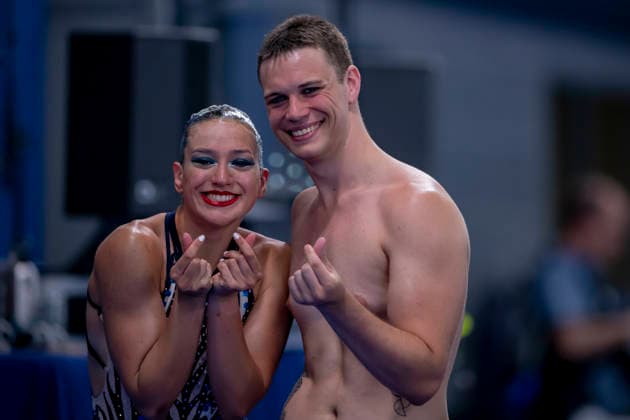 Sport Bilder des Tages France, Paris, Centre Aquatique Olympique Metropole du Grand Paris, 02.08.2026, European Aquatics Championships Artistic Swimming, Day 3, Mixed Duet Techincal FINAL, Solene Guisard and Robin Wiehn of Germany, Photo by Eibner Pressefoto Tino Henschel European Aquatics Championships Artistic Swimming, Day 3, Mixed Duet Techincal FINAL Paris Copyright: xEibnerxPressefotox