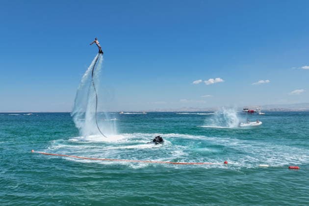 12th Van Sea Water Sports Festival kicks off on Lake Van VAN, TURKIYE - AUGUST 08: A view of participants and athletes taking part in the 12th Van Sea Water Sports Festival held at the Edremit-Gebze Water Sports Center on the shores of Lake Van in Van, Turkiye, on August 08, 2026. Organized to promote Lake Van and boost local tourism, the two-day event features Beach volleyball, Beachvolleyball and handball matches, flyboard demonstrations, canoeing, rowing, dragon boat races, and various recreational activities. Ozkan Bilgin Anadolu Van Turkey. Editorial use only. Please get in touch for any other usage. Copyright: x2026xAnadoluxOzkanxBilginx