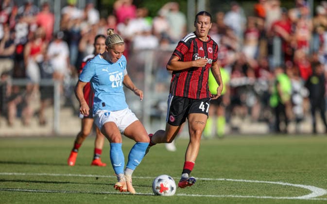 GER, Frankfurt, Eintracht Frankfurt vs Malmö FF, UEFA Womens Champions League, Fussball, UEFA, Spielzeit 2026 2027, Stadion am Brentanobad, Qualifikation, Finale im Bild v.l.: Ellen Löfqvist (Malmö FF 4), Larissa Mühlhaus (Eintracht Frankfurt Frauen 47) DFB DFL REGULATIONS PROHIBIT ANY USE OF PHOTOGRAPHS AS IMAGE SEQUENCES AND OR QUASI-VIDEO, 08.08.2026 Copyright: HMBxMedia HendrikxHamelau