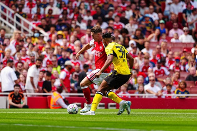Viktor Gyökeres (FC Arsenal, 14), Filippo Mane (Borussia Dortmund, 39) GER, FC Arsenal vs. Borussia Dortmund, Fußball, Emirates Cup 2026, Saison 2026 2027, 09.08.2026 GER, FC Arsenal vs. Borussia Dortmund, Fußball, Emirates Cup 2026, Saison 2026 2027, 09.08.2026 London Copyright: xEibner-Pressefoto MarcelxvonxFehrnx EP_MFN_P