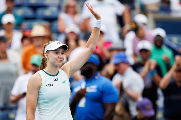 August 9, 2026, Toronto, On, Canada: Elena Rybakina of Kazakhstan celebrates after defeating Liudmila Samsonova 6-4, 4-6, 6-4, during round of 16 National Bank Open tennis action in Toronto, on Sunday, Aug. 9, 2026. Canada News - August 9, 2026 - ZUMAc35_ 20260809_zaf_c35_055 Copyright: xKeitoxNewmanx