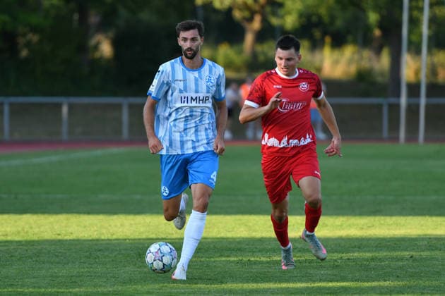 Elvir Zukaj (SV Stuttgarter Kickers, 04), Aaron Leyhr (FC Rottenburg, 32) FC Rottenburg vs. SV Stuttgarter Kickers ,Fussball, WFV-Pokal, Gruppe 3, 3. Runde, Wuerttemberg, Saison 2026 2027, 11.08.2026, FC Rottenburg vs. SV Stuttgarter Kickers ,Fussball, WFV-Pokal, Gruppe 3, 3. Runde, Wuerttemberg, Saison 2026 2027, 11.08.2026 Rottenburg am Neckar Copyright: xEibner-Pressefoto RalphxKunzex EP_RKE