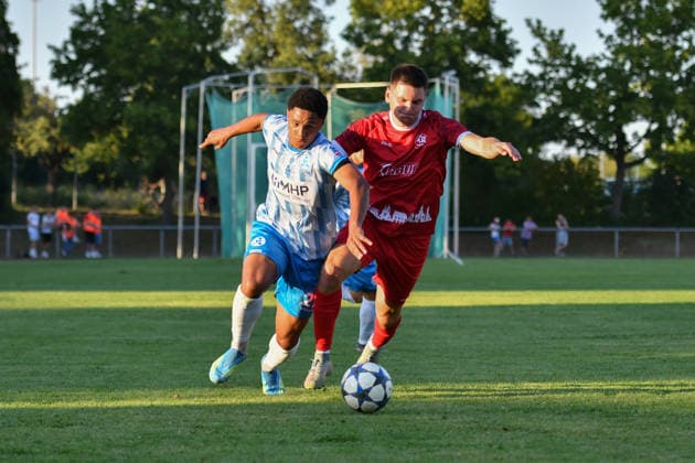 David Udogu (SV Stuttgarter Kickers, 27), Aaron Leyhr (FC Rottenburg, 32) FC Rottenburg vs. SV Stuttgarter Kickers ,Fussball, WFV-Pokal, Gruppe 3, 3. Runde, Wuerttemberg, Saison 2026 2027, 11.08.2026, FC Rottenburg vs. SV Stuttgarter Kickers ,Fussball, WFV-Pokal, Gruppe 3, 3. Runde, Wuerttemberg, Saison 2026 2027, 11.08.2026 Rottenburg am Neckar Copyright: xEibner-Pressefoto RalphxKunzex EP_RKE