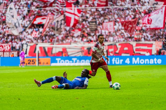 Blessing Makanda (TSG Hoffenheim II, 17) am Boden beim Zweikampf gegen Steven van der Sloot (Fortuna Düsseldorf, 02) Fortuna Duesseldorf vs. TSG Hoffenheim II, Fussball, 3.Liga, 02.Spieltag, Saison 2026 27, 15.08.2026, DFL REGULATIONS PROHIBIT ANY USE OF PHOTOGRAPHS AS IMAGE SEQUENCES AND OR QUASI-VIDEO, Fortuna Duesseldorf vs. TSG Hoffenheim II, Fussball, 3.Liga, 2.Spieltag, Saison 2026 27, 15.08.2026 Düsseldorf Copyright: xEibner-Pressefoto LukasxBaldygax EP_LBA