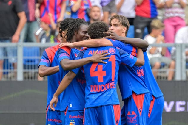 Jubel zum Tor zum 1:1 durch Jean Doucoure (FC Basel, 41) GER, FC Basel vs FC Barcelona, Barca Fussball, Testspiel, Saison 2026 2027, 16.08.2026 GER, FC Basel vs FC Barcelona, Fussball, Testspiel, Saison 2026 2027, 16.08.2026 Basel Copyright: xEibner-Pressefotox EP_THS