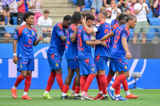 Jubel zum Tor zum 1:1 durch Jean Doucoure (FC Basel, 41) GER, FC Basel vs FC Barcelona, Barca Fussball, Testspiel, Saison 2026 2027, 16.08.2026 GER, FC Basel vs FC Barcelona, Fussball, Testspiel, Saison 2026 2027, 16.08.2026 Basel Copyright: xEibner-Pressefotox EP_THS