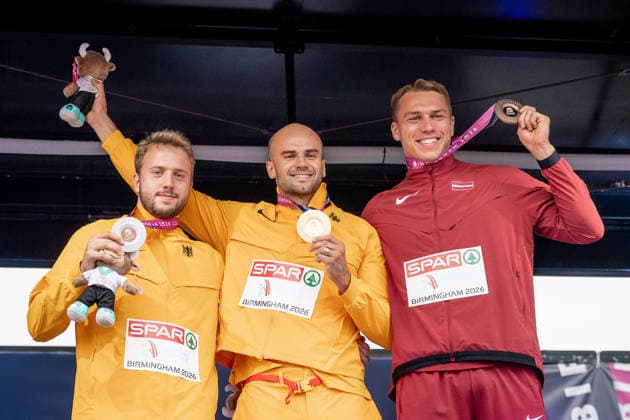 Nick Thumm (VfB Stuttgart, Speerwurf Maenner), Julian Weber (USC Mainz, Speerwurf Maenner), GBR, Leichtathletik, Athletics, European Athletics Championships 2026, Leichtathletik Europameisterschaft 2026, Birmingham 2026, 16.08.2026, GBR, Leichtathletik, Athletics, European Athletics Championships 2026, Leichtathletik Europameisterschaft 2026, Birmingham 2026, 16.08.2026 Birmingham Copyright: xStefanxMayerx EP_SMR