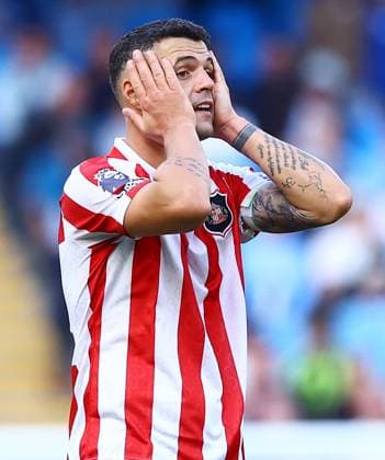 Granit Xhaka of Sunderland reacts Manchester City v Sunderland, Premier League, Football, Etihad Stadium, Manchester, UK - 20 Sep 2026Manchester Etihad Stadium United Kingdom EDITORIAL USE ONLY No use with unauthorised audio, video, data, fixture lists, club league logos or live services. Online in-match use limited to 120 images, no video emulation. No use in betting, games or single club league player publications. Copyright: xMattxWest Shutterstockx 17160119av