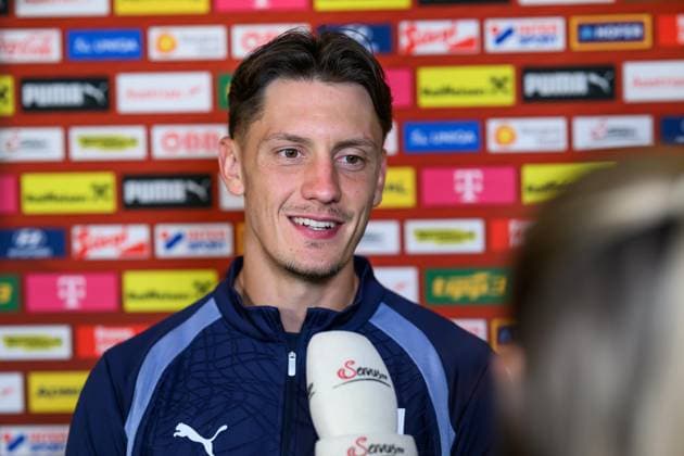 SOCCER - NL, AUT vs ISR WINDISCHGARSTEN,AUSTRIA,22.SEP.26 - SOCCER - UEFA Nations League, group stage, OEFB international match, Länderspiel, Nationalmannschaft Austria vs Israel, preview, press conference, PK, Pressekonferenz team AUT. Image shows Felix Bacher (AUT). GEPAxpictures xChristianxMoser