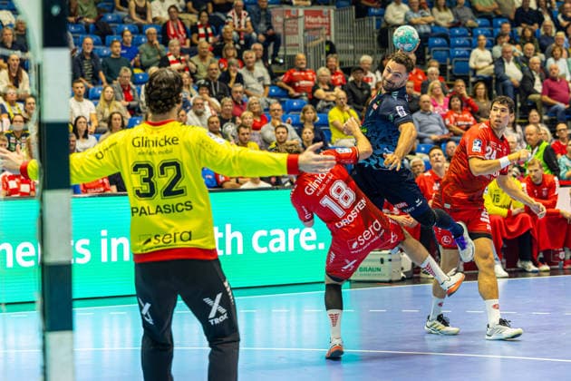 HBL Pokal, 2. Runde, Kassel, MT Melsungen vs. Rhein-Neckar Loewen, Rothenbach-Halle Kassel; 22.09.2026 HBL Pokal, 2. Runde, Kassel, Germany - 22.09.2026: Dani Baijens (Rhein-Neckar Löwen, 77) beim Torwurf, Handball Bundesliga, Spiel der MT Melsungen vs. Rhein-Neckar Loewen, Rothenbach-Halle Kassel Copyright: xBEAUTIFULxSPORTS Freudensteinx