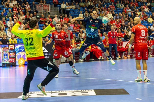 HBL Pokal, 2. Runde, Kassel, MT Melsungen vs. Rhein-Neckar Loewen, Rothenbach-Halle Kassel; 22.09.2026 HBL Pokal, 2. Runde, Kassel, Germany - 22.09.2026: Marius Steinhauser (Rhein-Neckar Löwen, 19) beim Torwurf, Handball Bundesliga, Spiel der MT Melsungen vs. Rhein-Neckar Loewen, Rothenbach-Halle Kassel Copyright: xBEAUTIFULxSPORTS Freudensteinx