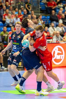 HBL Pokal, 2. Runde, Kassel, MT Melsungen vs. Rhein-Neckar Loewen, Rothenbach-Halle Kassel; 22.09.2026 HBL Pokal, 2. Runde, Kassel, Germany - 22.09.2026: Reynir Thor Stefansson (MT Melsungen, 19) am Ball, Handball Bundesliga, Spiel der MT Melsungen vs. Rhein-Neckar Loewen, Rothenbach-Halle Kassel Copyright: xBEAUTIFULxSPORTS Freudensteinx
