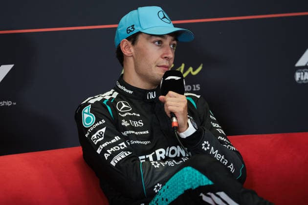 F1 - AZERBAIJAIN GRAND PRIX 2026 RUSSELL George (gbr), Mercedes AMG F1 Team W17, portrait press conference, PK, Pressekonferenz during the 2026 Formula 1 Azerbaijan Grand Prix, 15th round of the 2026 Formula One World Championship, WM, Weltmeisterschaft from September 24 to 26, 2026 on the Baku City Circuit, in Baku, Azerbaijan - BakuAzerbaijan Copyright: xEricxAlonsox