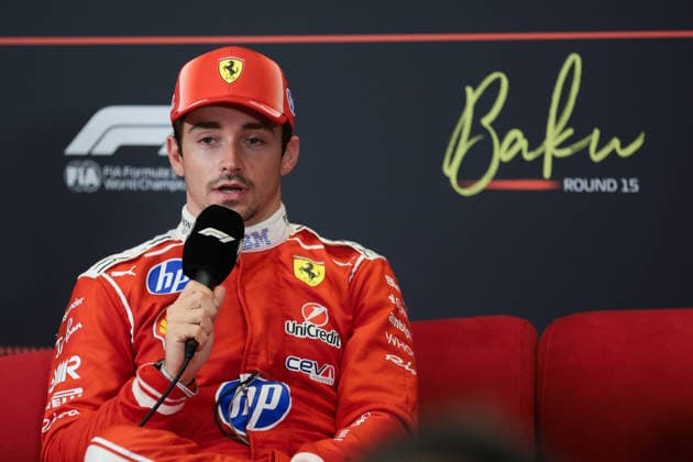 F1 - AZERBAIJAIN GRAND PRIX 2026 LECLERC Charles (mco), Scuderia Ferrari SF-26, portrait press conference, PK, Pressekonferenz during the 2026 Formula 1 Azerbaijan Grand Prix, 15th round of the 2026 Formula One World Championship, WM, Weltmeisterschaft from September 24 to 26, 2026 on the Baku City Circuit, in Baku, Azerbaijan - BakuAzerbaijan Copyright: xEricxAlonsox
