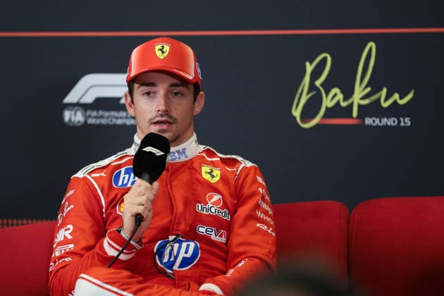 F1 - AZERBAIJAIN GRAND PRIX 2026 LECLERC Charles (mco), Scuderia Ferrari SF-26, portrait press conference, PK, Pressekonferenz during the 2026 Formula 1 Azerbaijan Grand Prix, 15th round of the 2026 Formula One World Championship, WM, Weltmeisterschaft from September 24 to 26, 2026 on the Baku City Circuit, in Baku, Azerbaijan - BakuAzerbaijan Copyright: xEricxAlonsox