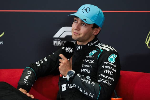 F1 - AZERBAIJAIN GRAND PRIX 2026 RUSSELL George (gbr), Mercedes AMG F1 Team W17, portrait press conference, PK, Pressekonferenz during the 2026 Formula 1 Azerbaijan Grand Prix, 15th round of the 2026 Formula One World Championship, WM, Weltmeisterschaft from September 24 to 26, 2026 on the Baku City Circuit, in Baku, Azerbaijan - BakuAzerbaijan Copyright: xEricxAlonsox