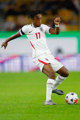 Wolverhampton, England, 25th September 2026. Samuel Amo-Ameyaw of England U21, U 21 during the England U21 vs Kazakhstan U21 UEFA European Under-21 Championship Qualifier match at Molineux, Wolverhampton. Picture credit should read: James Baylis Sportimage EDITORIAL USE ONLY. No use with unauthorised audio, video, data, fixture lists, club league logos or live services. Online in-match use limited to 120 images, no video emulation. No use in betting, games or single club league player publications. 137_SPI_JB_U21_ENGLAND_KAZAKHSTAN SPI-5018-0137