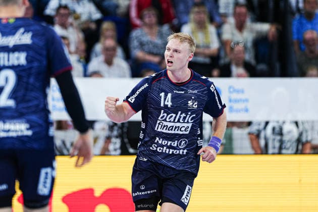Torjubel Emil Bergholt (SG Flensburg-Handewitt, 14) GER, THW Kiel vs. SG Flensburg-Handewitt, Handball, 1. Bundesliga, Spieltag 6, Saison 2026 2027, 26.09.2026 GER, THW Kiel vs. SG Flensburg-Handewitt, Handball, 1. Bundesliga, Spieltag 6, Saison 2026 2027, 26.09.2026 Kiel Copyright: xEibner-Pressefoto MarcelxvonxFehrnx EP_MFN