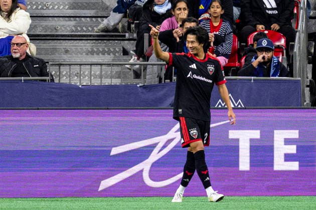 September 26, 2026, Vancouver, Bc, CANADA: D.C. United s Kimito Nono (2) celebrates his goal against the Vancouver Whitecaps during the second half of an MLS, Fussball Herren, USA soccer match, in Vancouver, on Saturday, Sept. 26, 2026. Canada News - September 26, 2026 - ZUMAc35_ 20260926_zaf_c35_208 Copyright: xJacobxMallarix