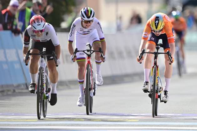 UEC 2026 Road European Championships Ljubljana 02 10 2026 SENCUR, SLOVENIA - OCTOBER 02 : Winter Mara (SUI) wins the sprint, second place for Vinke Nienke (NED), third place for Chladonova Viktoria (SVK) during the Women U23 cycling road race at the 2026 UEC Road European Championships. An UCI Continental Championships cycling race of 88,4 km with start and finsih in Sencur on October 2, 2026 in Sencur, Slovenia, 02 10 2026 Sencur Slovenia Copyright: xJanxDexMeuleneirx