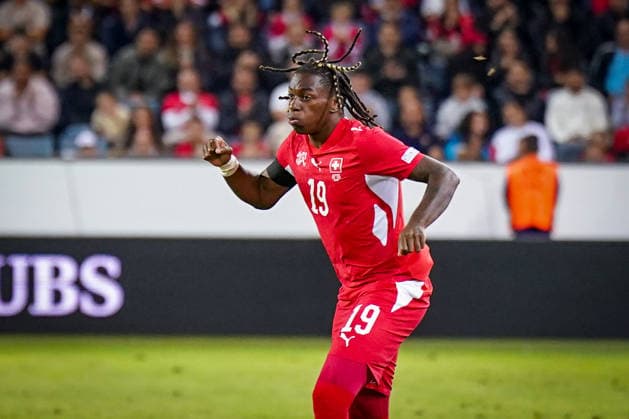Fussball UEFA Nations League 2026 - 2027, 3. Spieltag - Schweiz vs Slowenien - Thermoplan Arena (Luzern): Premiere für Winsley Boteli (Schweiz, 19) Freude, Emotionen bei seiner Einwechselung. Mimik, Gesichtsausdruck, Emotion Copyright: xJOERANxSTEINSIEKx