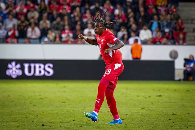 Fussball UEFA Nations League 2026 - 2027, 3. Spieltag - Schweiz vs Slowenien - Thermoplan Arena (Luzern): Premiere für Winsley Boteli (Schweiz, 19) Freude, Emotionen bei seiner Einwechselung. Mimik, Gesichtsausdruck, Emotion Copyright: xJOERANxSTEINSIEKx