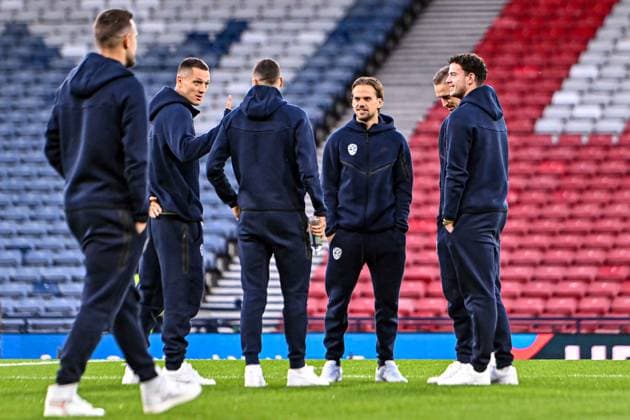 Scotland v Slovenia UEFA Nations League Players of Slovenia arrive during the UEFA Nations League match at Barclays Hampden, Glasgow 06 10 2026 UK Newspapers OUT Copyright: xJamiexJohnstonx FIL-24032-0026