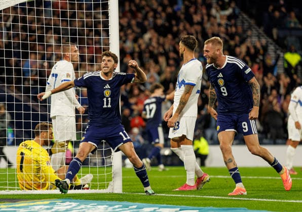 05.10.2026: Scotland v Slovenia: Ryan Christie of Scotland scores with a backheel and celebrates Copyright: xWilliexVassx NINTCHDBPICT001113840355
