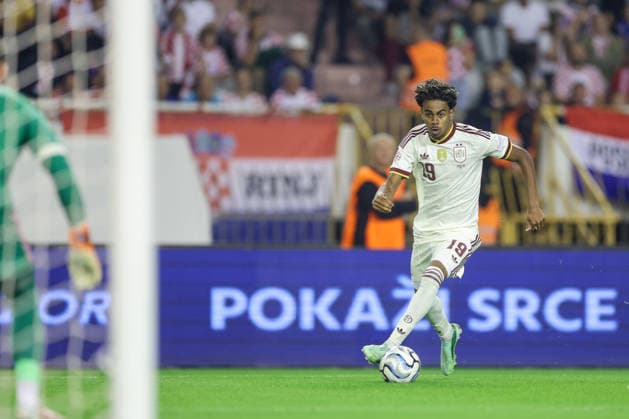 Croatia v Spain - UEFA Nations League 2026 27 Group A3 MD4 Lamine Yamal of Spain runs with the ball during the UEFA Nations League 2026 27 group phase match between Croatia and Spain at Stadion Poljud on October 6, 2026 in Split, Croatia. SanjinxStrukic PIXSELL