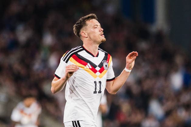 U21, U 21 EM-Qualifikation: Deutschland - Georgien, 06.10.2026 TOR, JUBEL zum 2:0 durch Dženan PejÄinović (Deutschland, 11); Fußball, EM-Qualifikation U 21, 10. Spieltag: Deutschland vs. Georgien am 06.10.2026, Bielefeld DFB REGULATIONS PROHIBIT ANY USE OF PHOTOGRAPHS AS IMAGE SEQUENCES AND OR QUASI-VIDEO. Copyright: xBEAUTIFULxSPORTS Tonhäuserx
