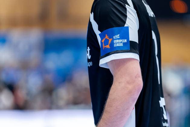 Solingen, 06.10.2026, Handball, Herren, EHF, European League, Gruppenphase, 2. Spieltag, 2026 2027, Bergischer HC - IK Sävehof EHF European League Emblem auf dem Trikotärmel Solingen Klingenhalle NRW Germany